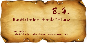 Buchbinder Honóriusz névjegykártya